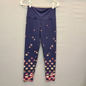 Aerie Leggings Blue Pink Stars Stripes Chill Play Move High Rise Womens Medium